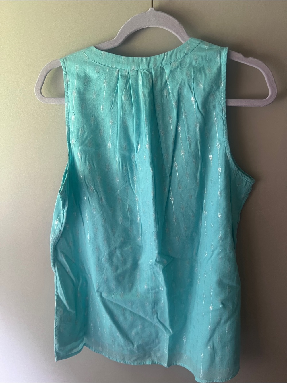 crown & ivy Mint Aqua Sleeveless Split-Neck Tank with Metallic Accents - Picture 3 of 3